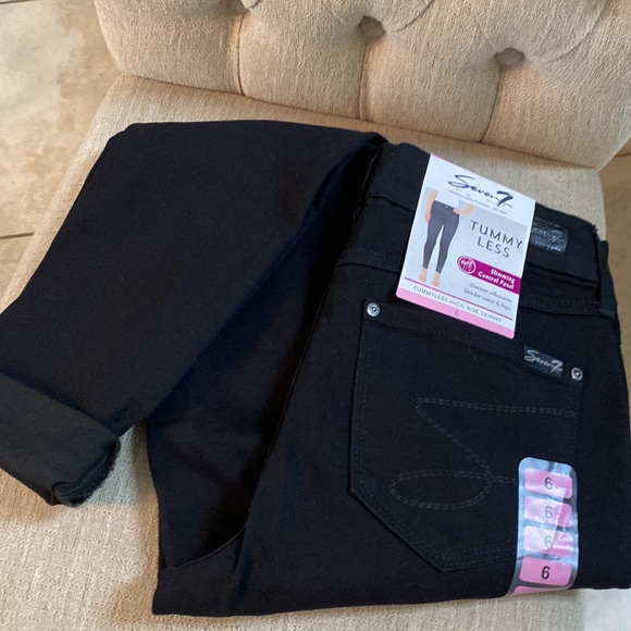 Seven7 High Rise Tummy Less & Control Lightweight Black Women Jean Leggings Sz 6 - Picture 12 of 15